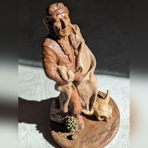 American Indian 1899 Sculpture by Tim Clark VINTAGE 1983